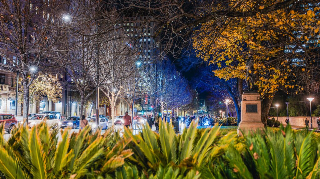 North Terrace Illuminate, SA.  Poster prints. Photos for sale, printed and delivered.