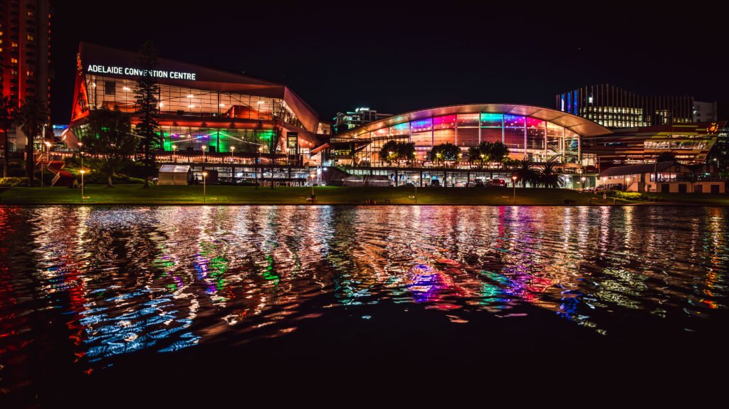Adelaide water lights on Torrens River, SA.  Poster prints. Photos for sale, printed and delivered.
