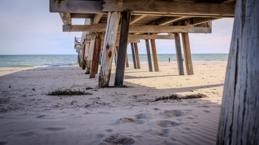 Jetty, Grange Beach, SA.  Poster prints. Photos for sale, printed and delivered.