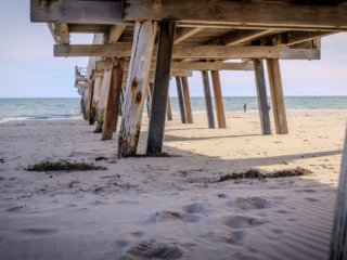 Jetty, Grange Beach, SA.  Poster prints. Photos for sale, printed and delivered.